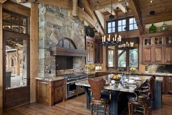 Акс Chalet ошхона дар сабки хонаи кишвар