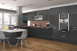 Graphite color combination in the kitchen interior