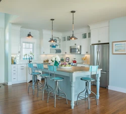 Kitchen design blue walls