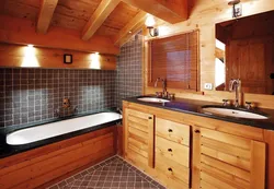 Bathtub in a wooden house design