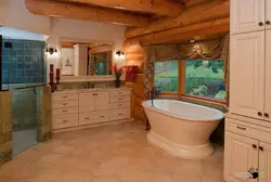 Bathtub In A Wooden House Design