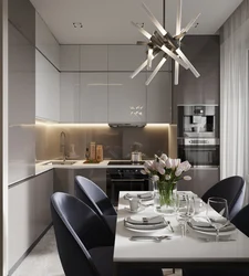 Kitchen design 8 meters photo in modern style