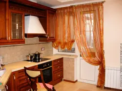 Curtains for the kitchen with a balcony door and window modern design