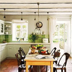 Provence kitchen design in an apartment, real photos
