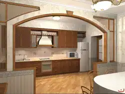 Аркі ў інтэр'еры гасцінай з кухняй фота