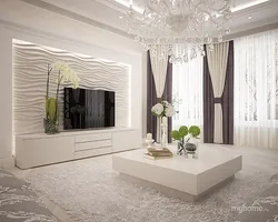 Bir mənzil fotoşəkilində qonaq otağı dizaynı 2023
