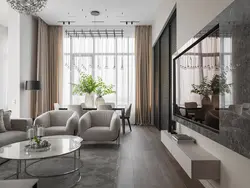 Bir mənzil fotoşəkilində qonaq otağı dizaynı 2023