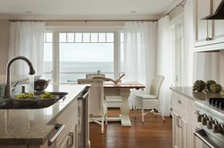 Window design in the kitchen in the apartment decoration