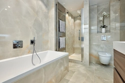 Modern bathroom interior with porcelain stoneware