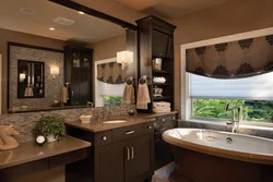 Bathroom design in brown and beige tones