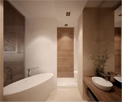Qəhvəyi və bej tonlarında vanna otağı dizaynı
