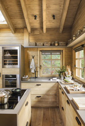 Kitchen in a house made of timber photo projects