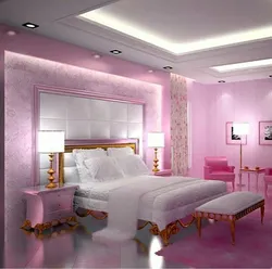 Bedroom interior in pink tone