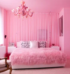 Bedroom interior in pink tone