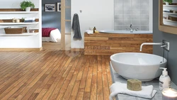 Wood bath design with toilet