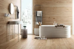 Wood bath design with toilet
