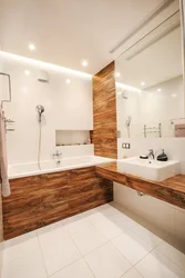 Wood bath design with toilet