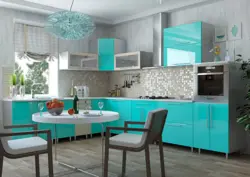 Light Turquoise Kitchen In The Interior