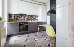 Kitchen interior design with gray floor