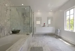 Bathroom with marble tiles photo