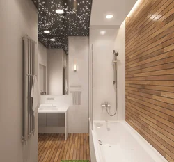 Bathroom with wood elements photo