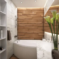Bathroom with wood elements photo