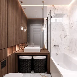 Bathroom with wood elements photo