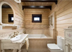 Bathroom in a timber house interior