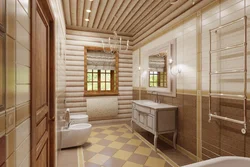 Bathroom in a timber house interior