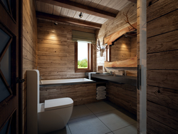 Bathroom in a timber house interior