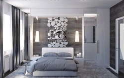 Gray bedroom with white furniture photo