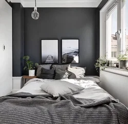 Gray bedroom with white furniture photo