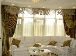 Lambrequin in the living room in a modern style photo