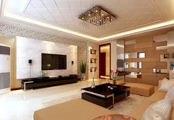 False ceiling in the living room interior photo