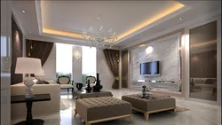 False ceiling in the living room interior photo