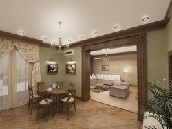 Living room combined with kitchen in a country house photo