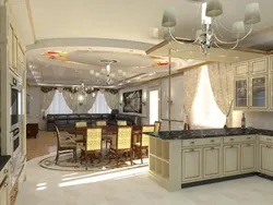 Қонақ Бөлмесі Ел Үйіндегі Ас Үймен Біріктірілген Фотосурет