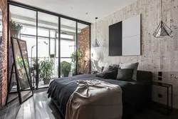 Bedroom design photo in modern loft style