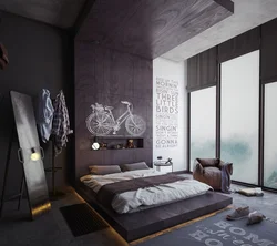 Bedroom design photo in modern loft style