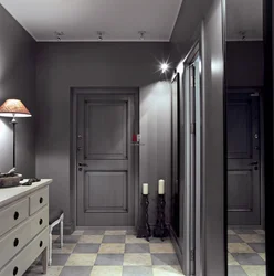 Combination Of Gray With Other Colors In The Interior Of The Hallway