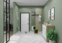 Combination of gray with other colors in the interior of the hallway