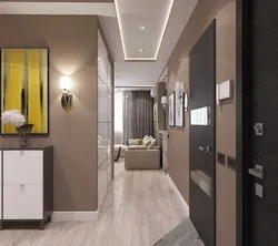 Combination of gray with other colors in the interior of the hallway