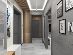 Combination of gray with other colors in the interior of the hallway