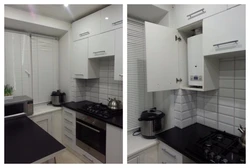 Kitchen 6 square meters design with refrigerator and geyser