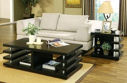 Coffee table in the living room interior photo