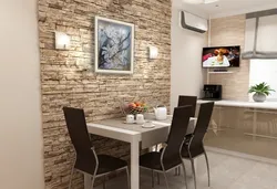 Wall above the table in the kitchen design