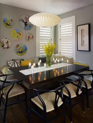 Wall above the table in the kitchen design