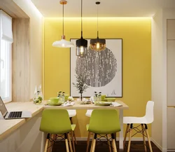 Wall above the table in the kitchen design