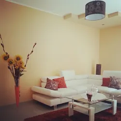 Bo'yalgan devorlar bilan yashash xonasining ichki qismi