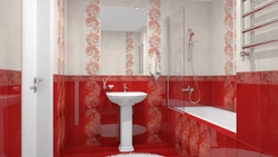 Red Tiles In The Bathroom Interior